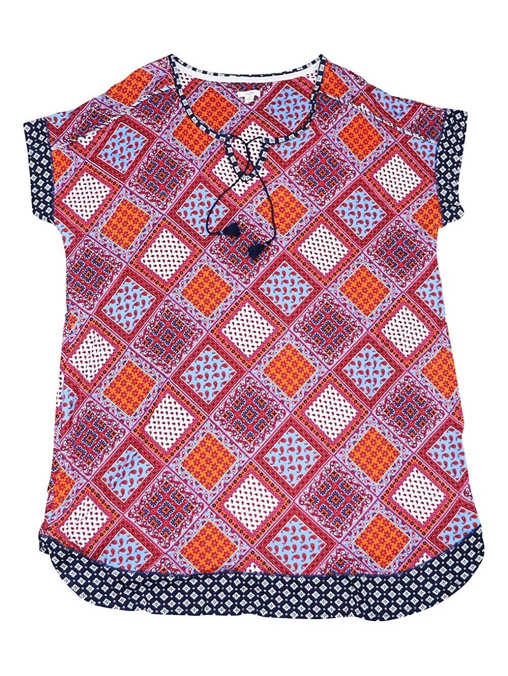 Layla Plus Size Contrast-Print Keyhole Sleepshirt Size 3X